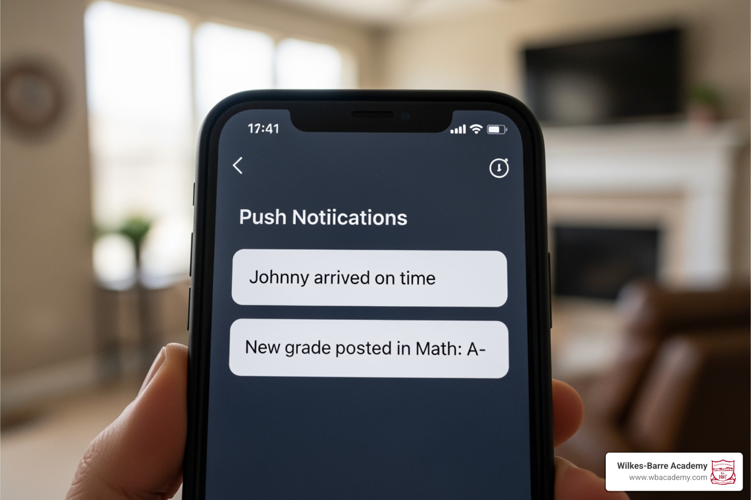 Push notifications for student attendance and grades on a smartphone Push notifications for student attendance and grades on a smartphone