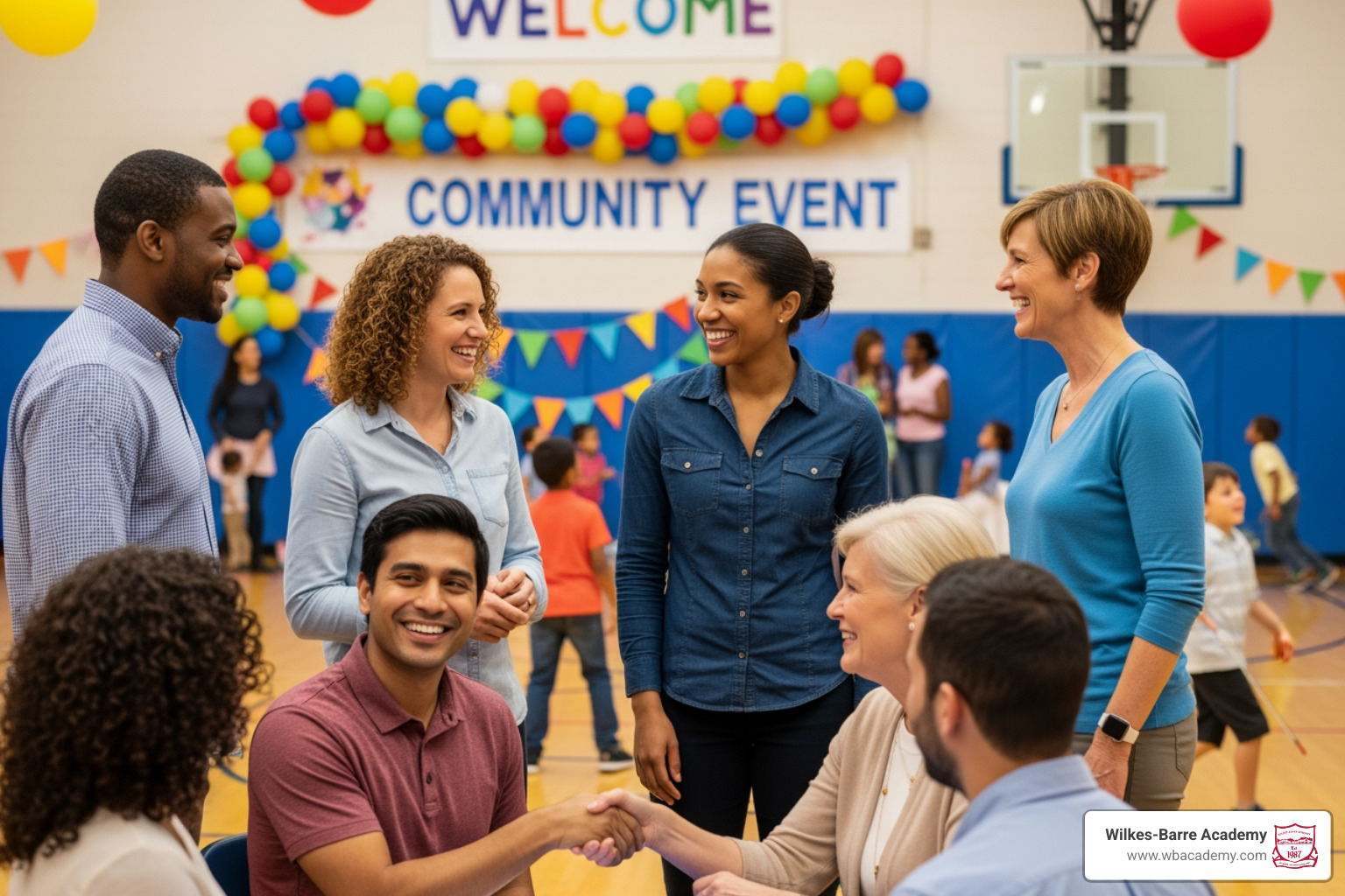 Parents and teachers collaborating at a vibrant school community event in Pennsylvania Parents and teachers collaborating at a vibrant school community event in Pennsylvania