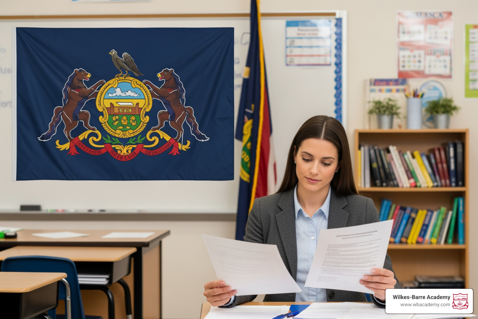 teacher reviewing certification documents in Pennsylvania teacher reviewing certification documents in Pennsylvania