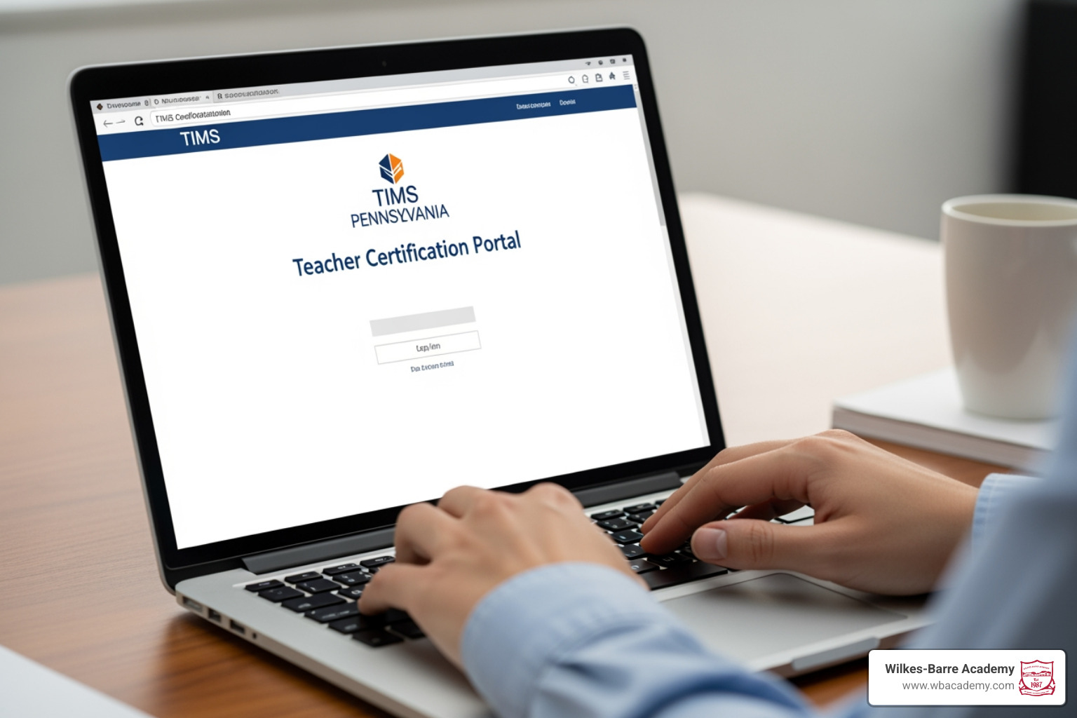 TIMS portal on laptop for teacher certification TIMS portal on laptop for teacher certification