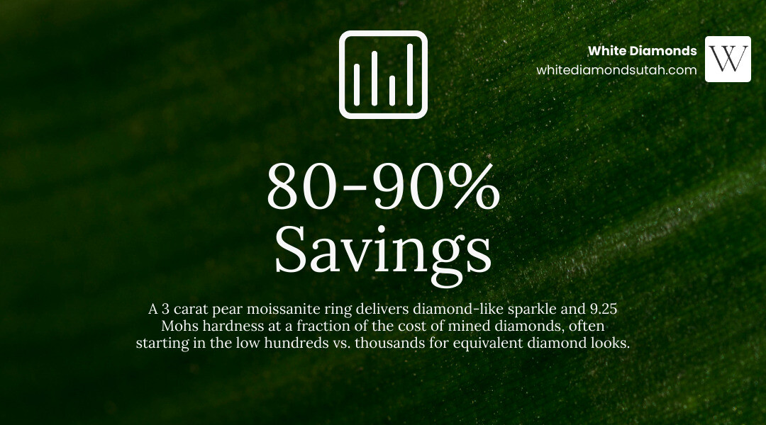 Infographic comparing moissanite vs diamond sparkle hardness price and ethics infographic