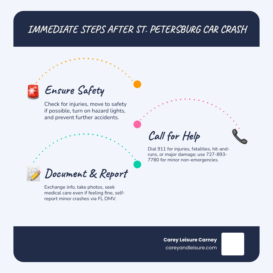 Infographic: immediate steps to take after a St. Petersburg car crash infographic