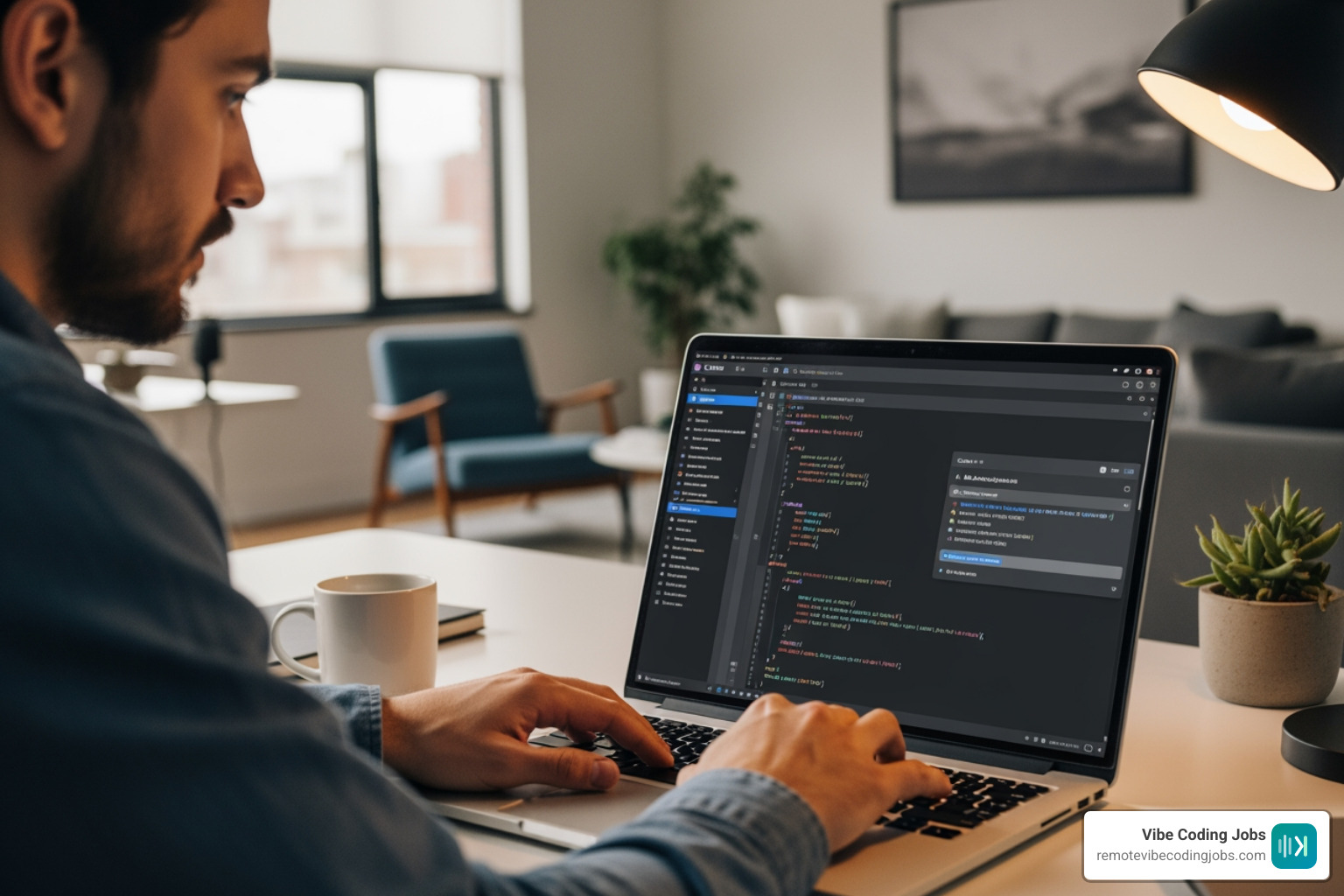 Developer using AI-powered IDE like Cursor to build React components Developer using AI-powered IDE like Cursor to build React components