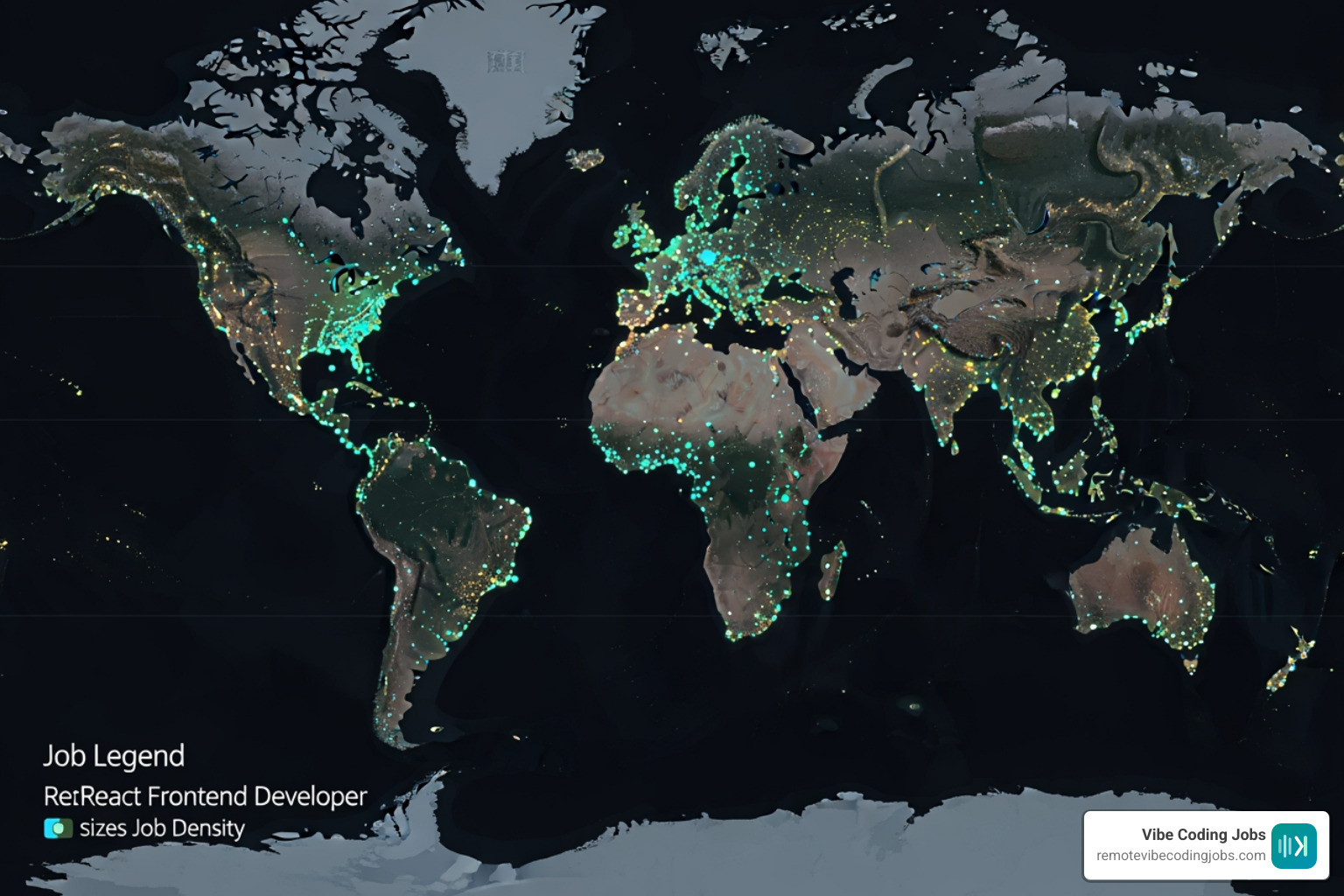 Global distribution of remote React jobs map Global distribution of remote React jobs map
