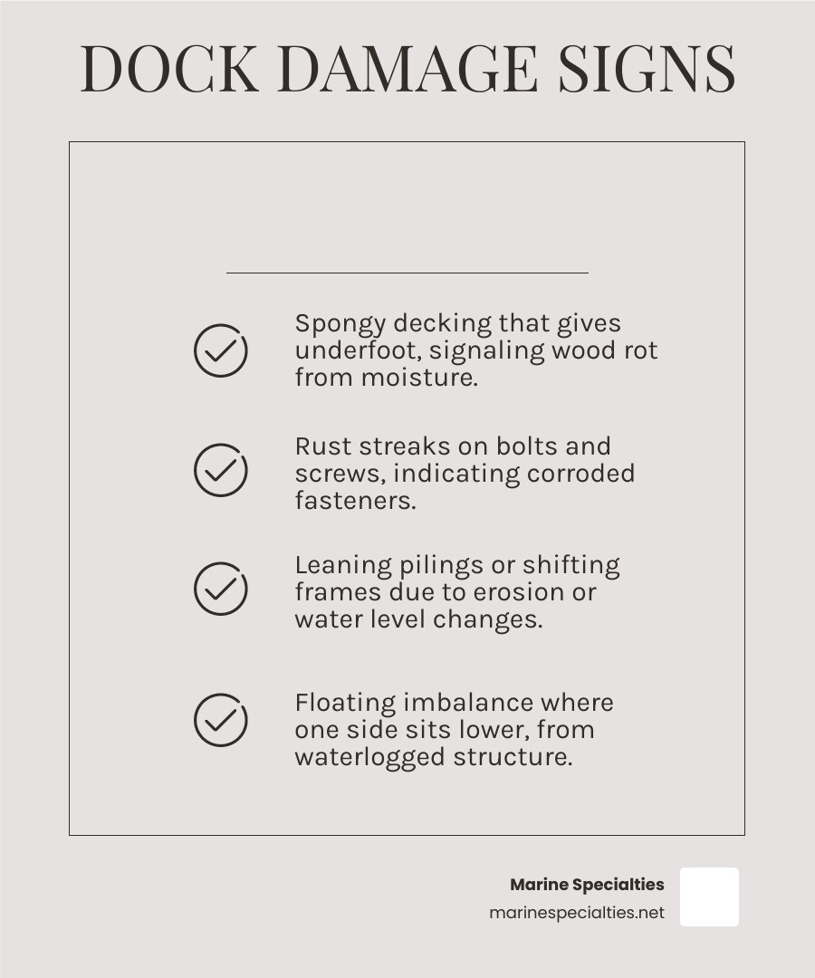 Table comparing dock repair costs vs replacement value infographic