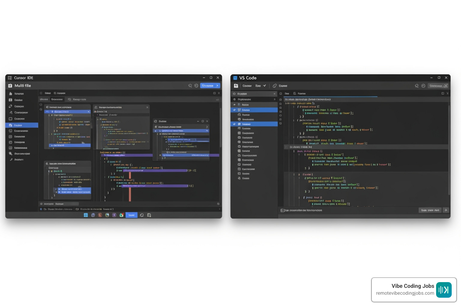 Comparison of Cursor's multi-file Composer interface vs traditional VS Code extensions