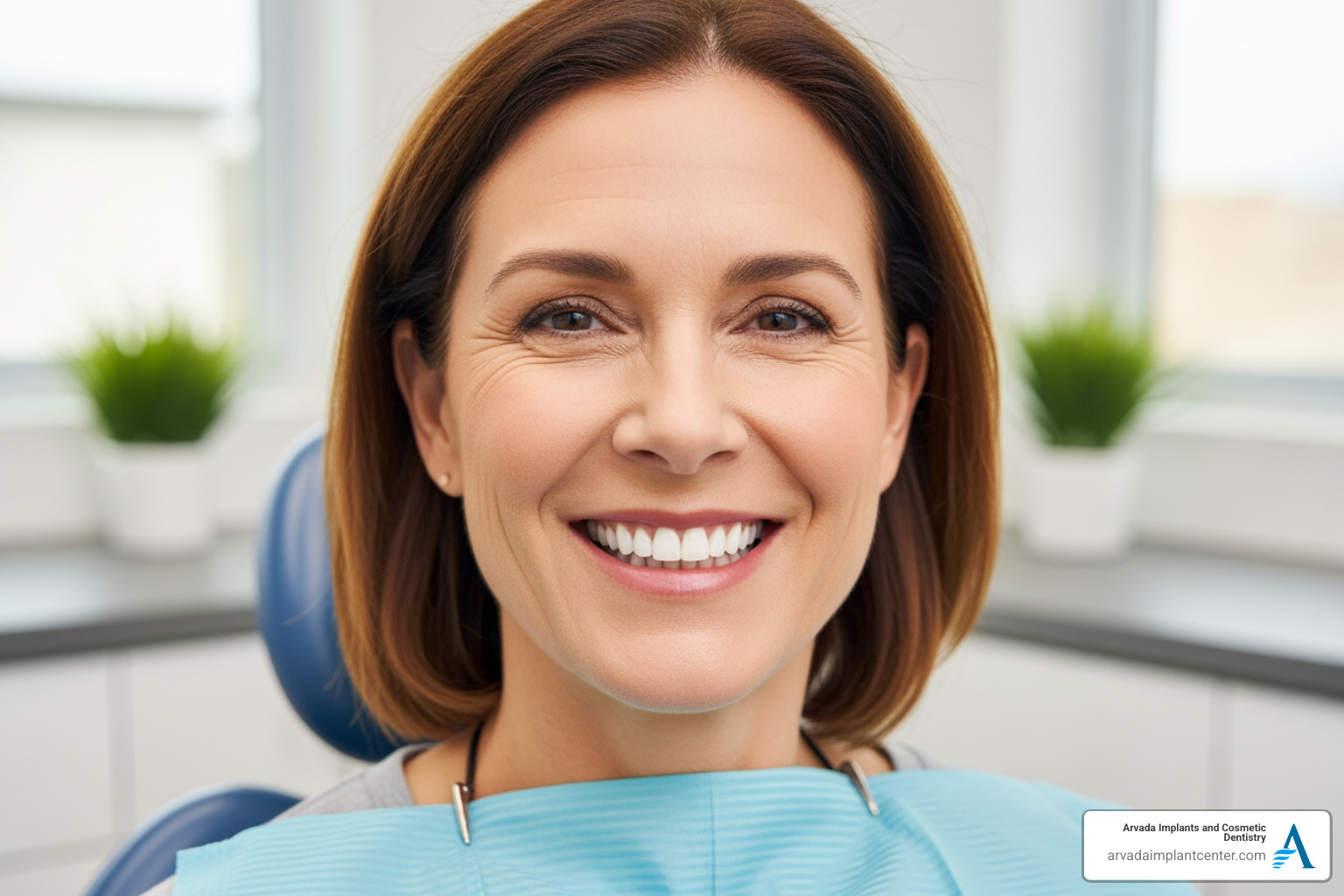 A happy patient smiling confidently after receiving zirconia implants A happy patient smiling confidently after receiving zirconia implants