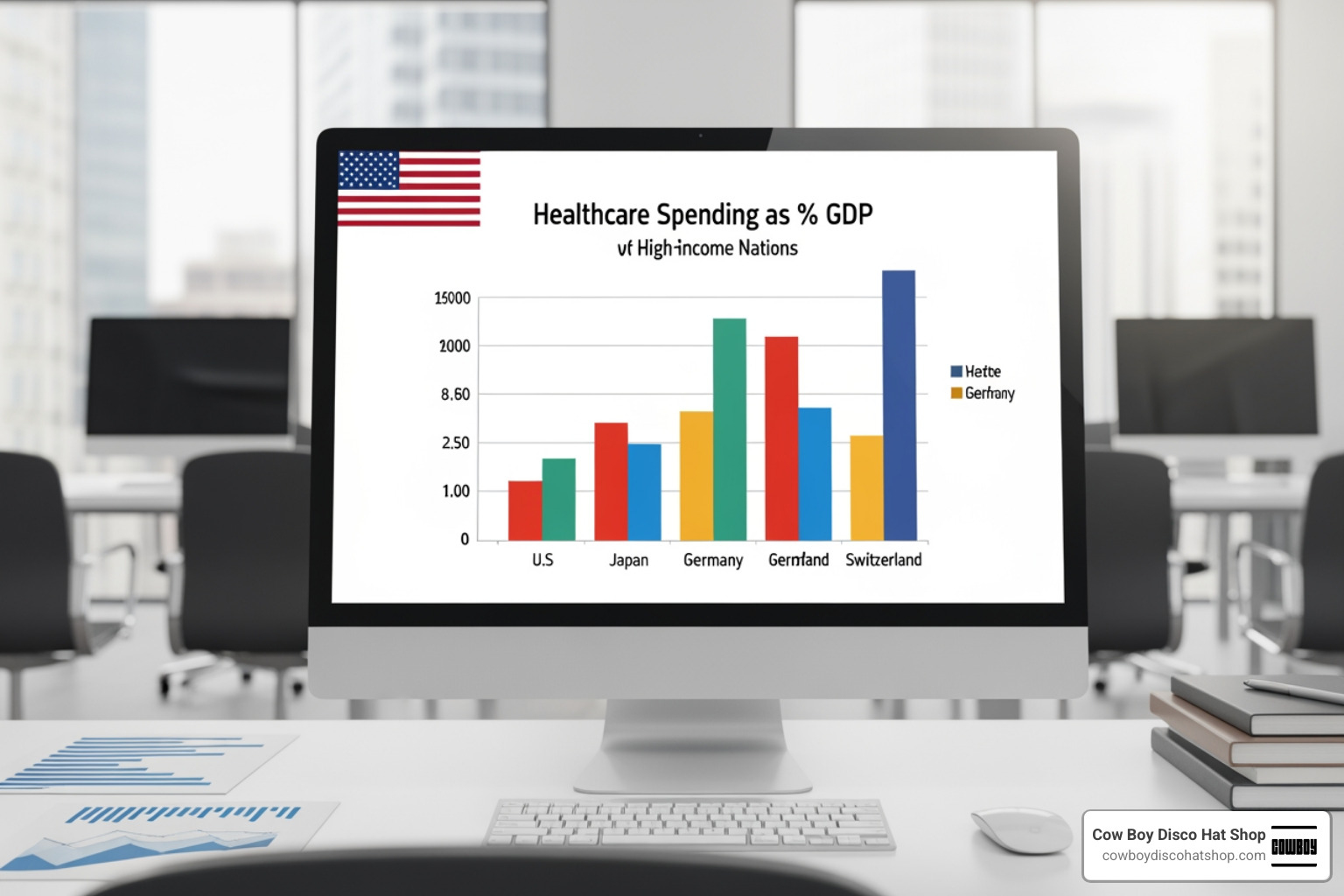 Graph showing US healthcare spending vs GDP compared to other high-income nations