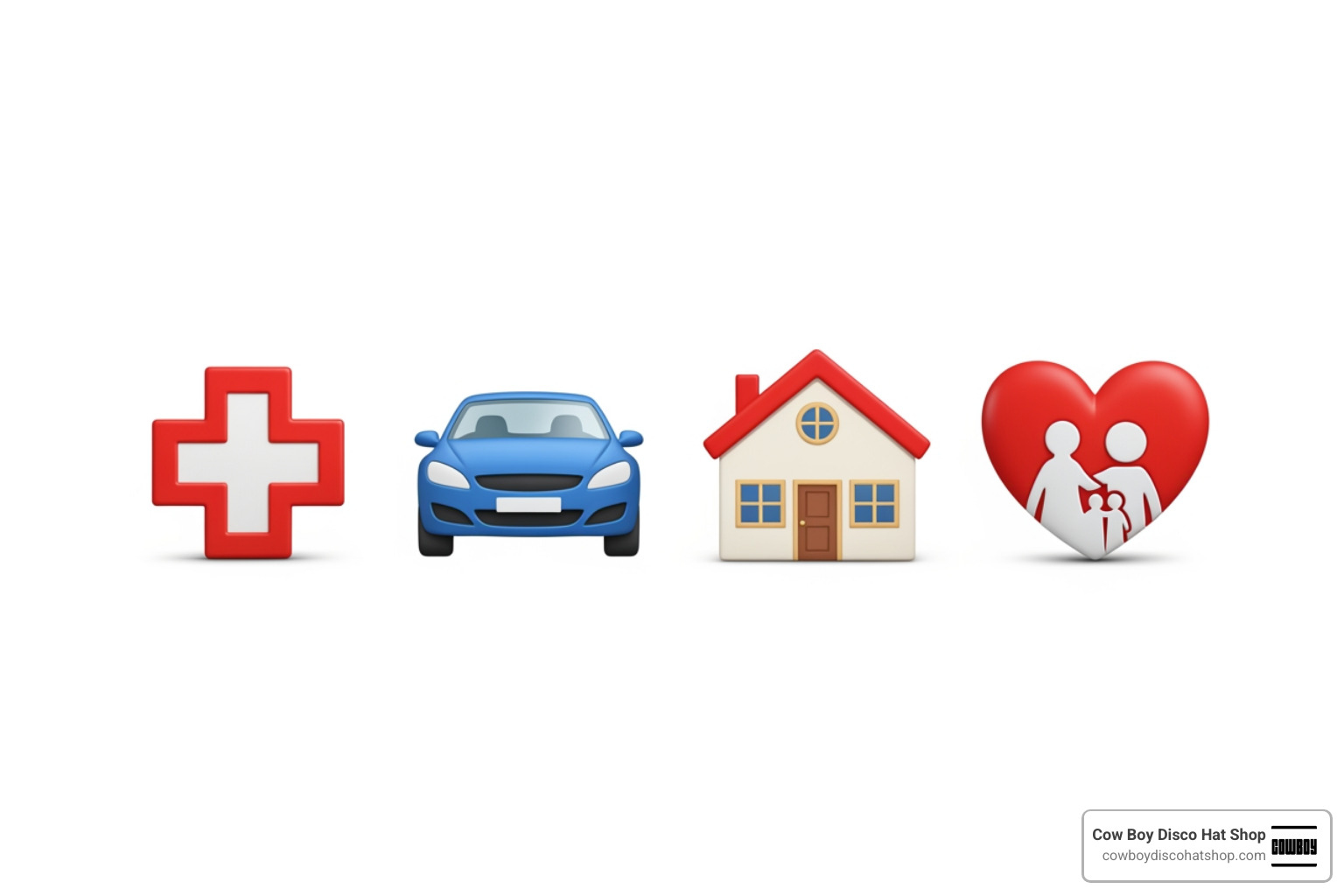 Icons representing health, auto, home, and life insurance policies