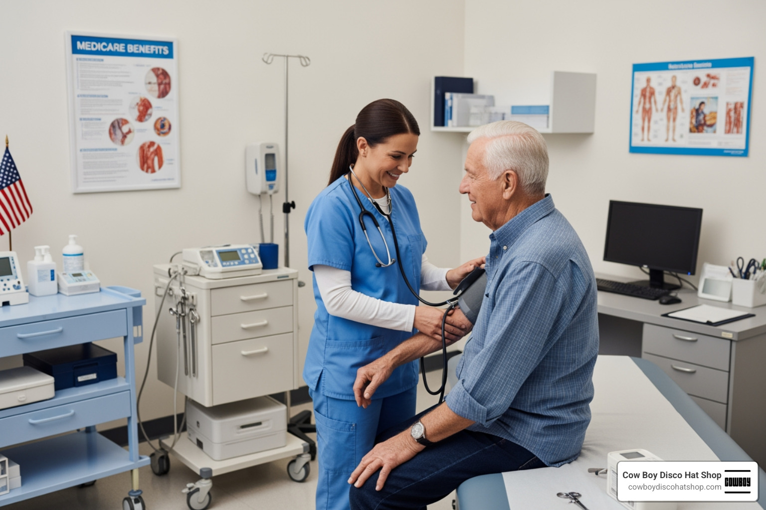 A senior citizen receiving healthcare services, representing Medicare benefits