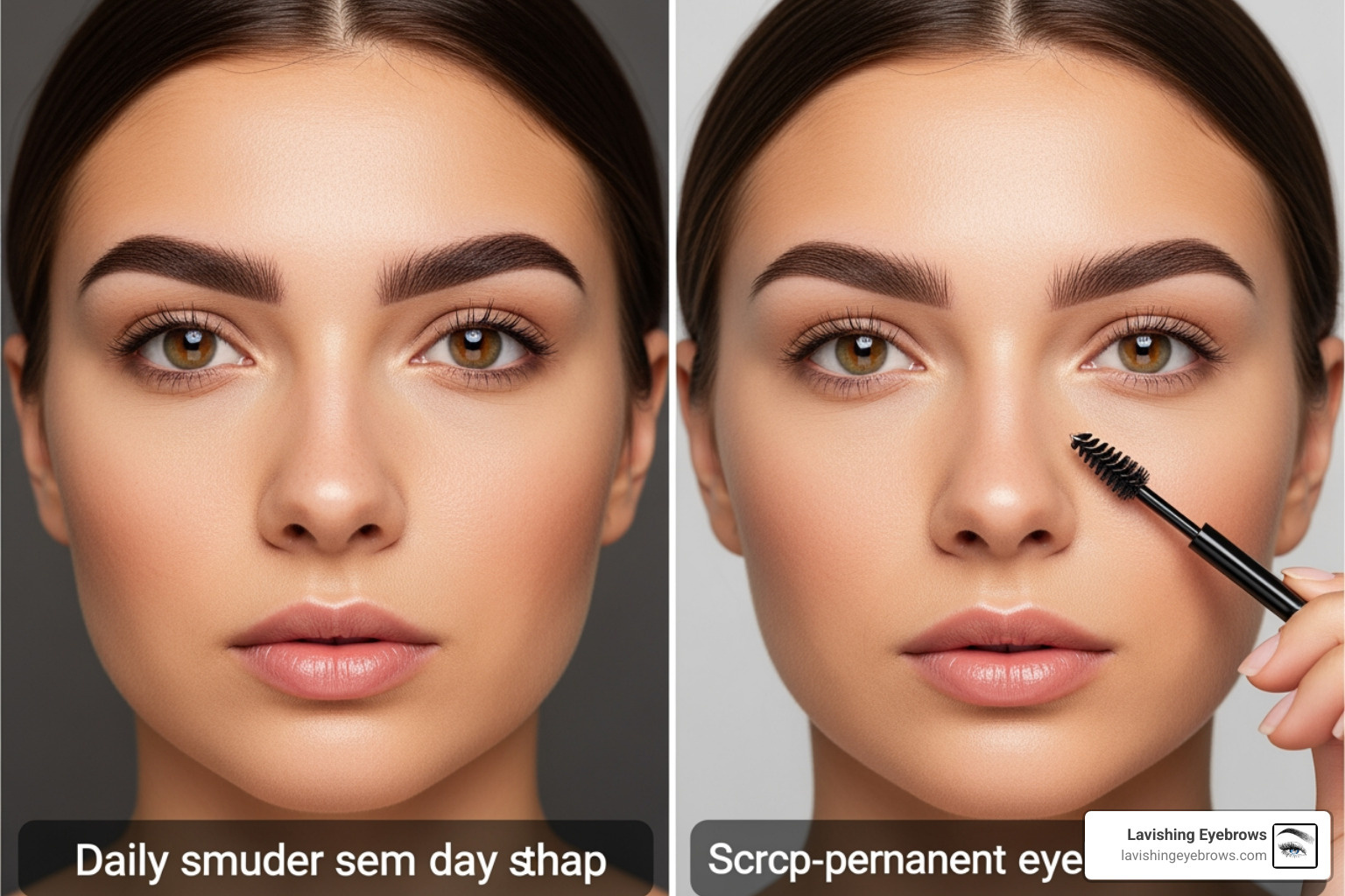 Professional brow results vs. daily makeup comparison