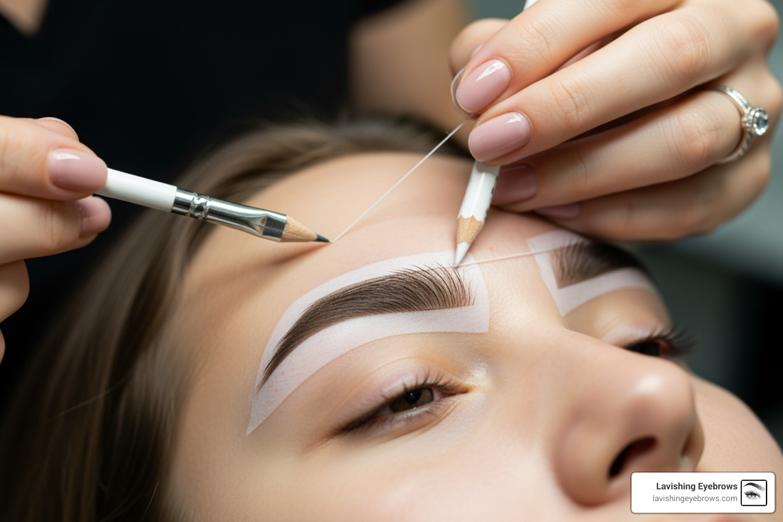 Professional eyebrow mapping process to ensure perfect symmetry