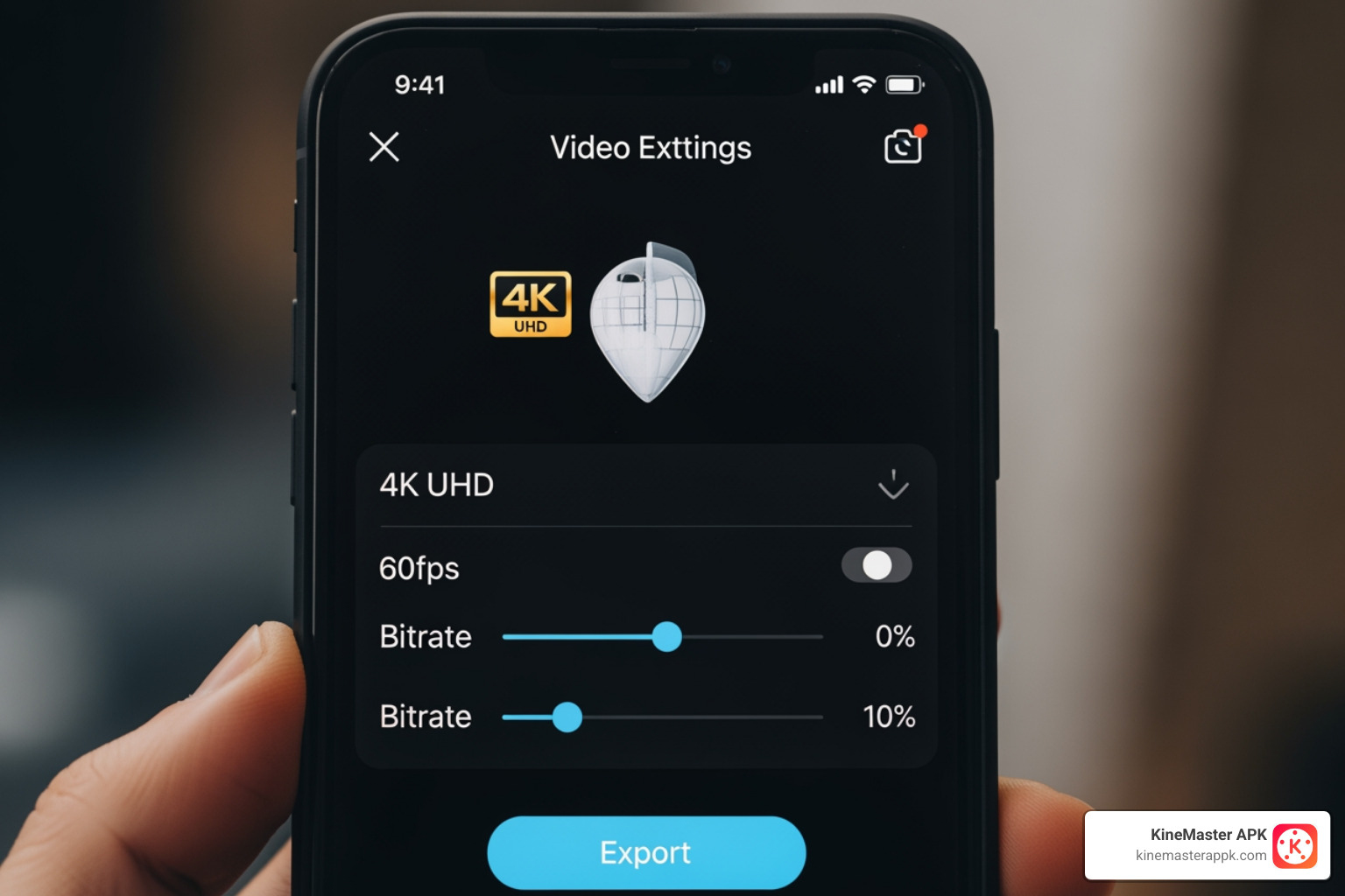 High-resolution 4K export settings screen on a smartphone