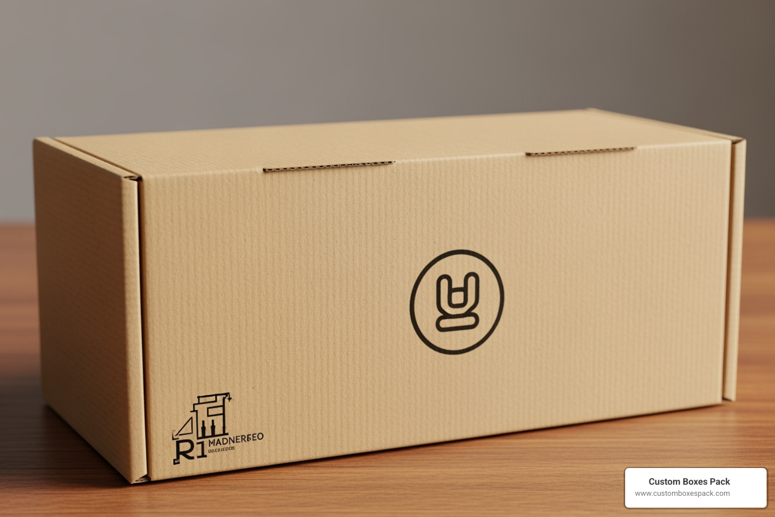 Eco-friendly Kraft mailer with a simple black logo design