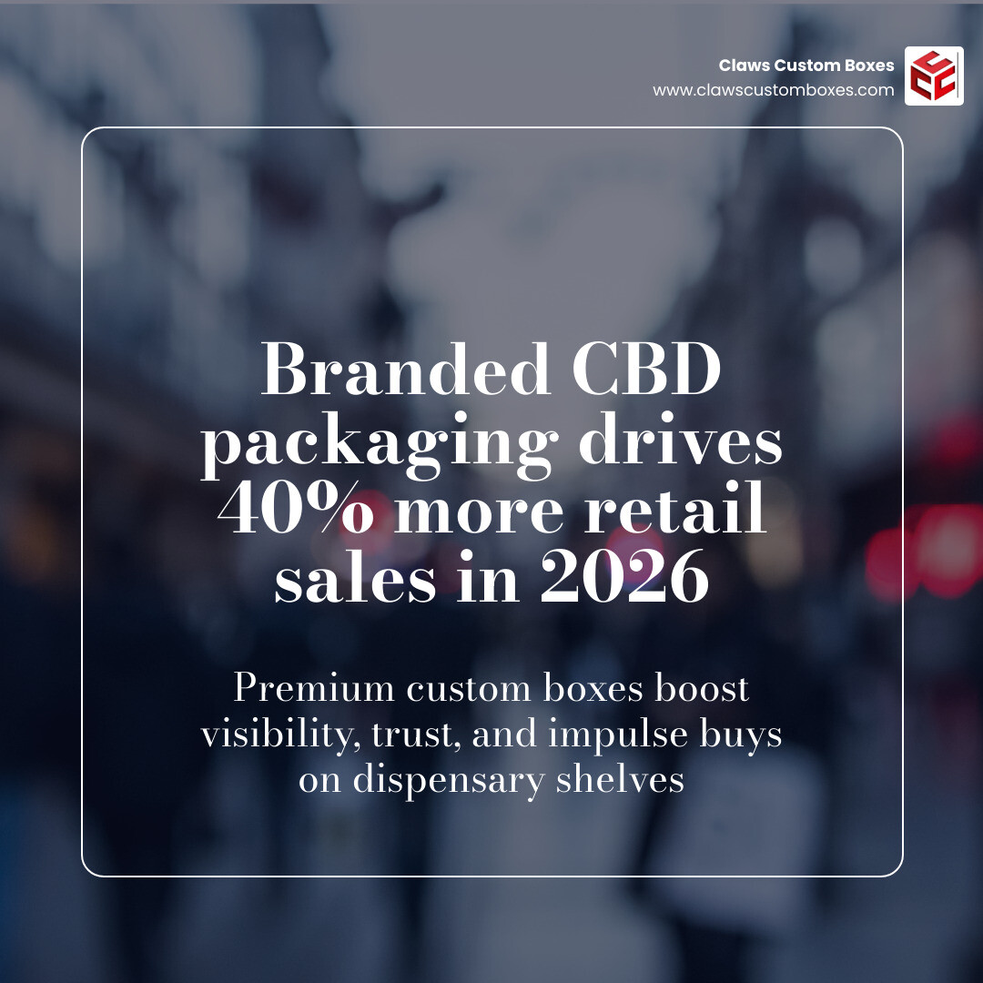 Stat showing that branded CBD packaging drives 40% more retail sales in 2026 infographic