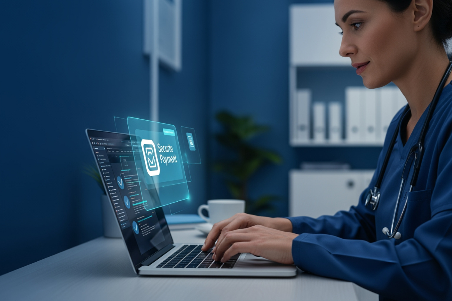 Healthcare administrator configuring a secure payment API Healthcare administrator configuring a secure payment API