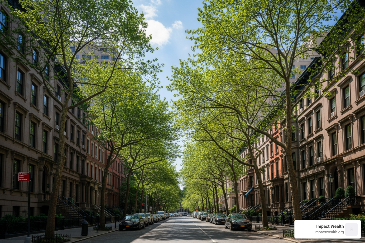 Tree-lined Upper East Side townhouse block near Central Park Tree-lined Upper East Side townhouse block near Central Park