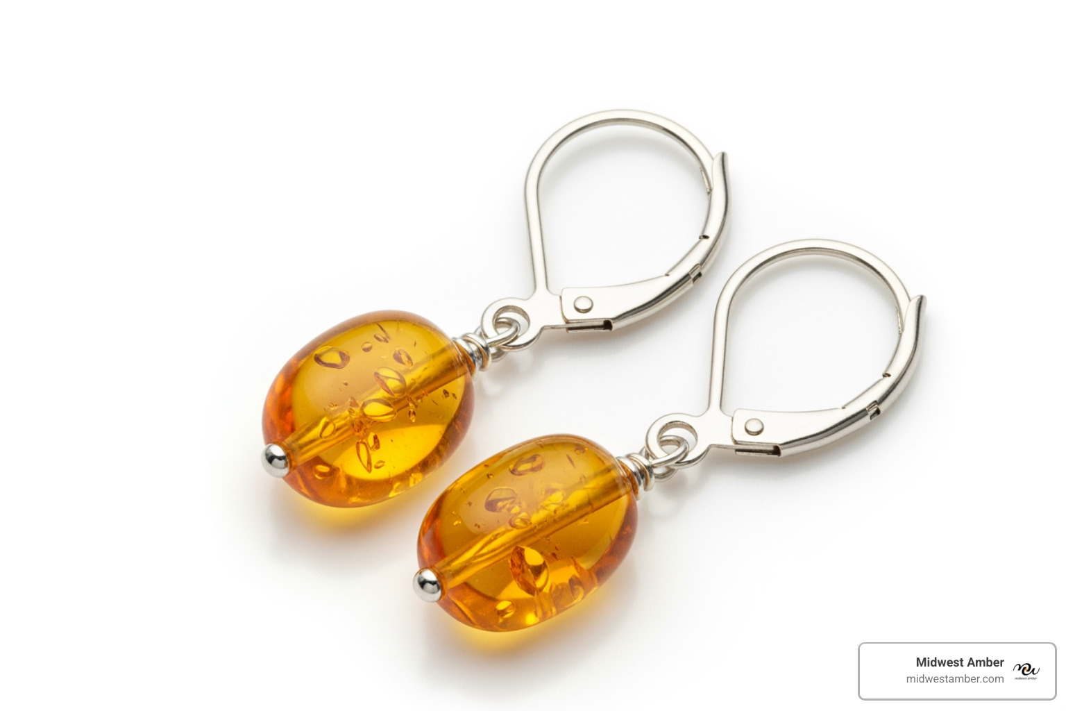 Amber leverback earrings