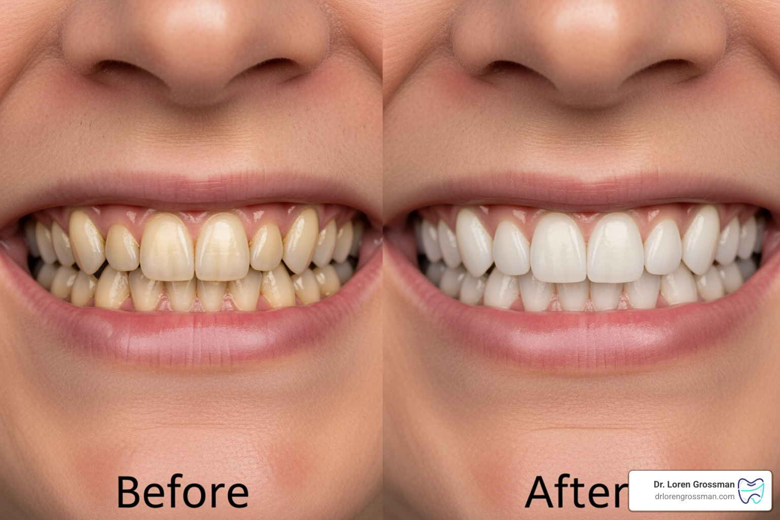 before and after porcelain veneer smile transformation