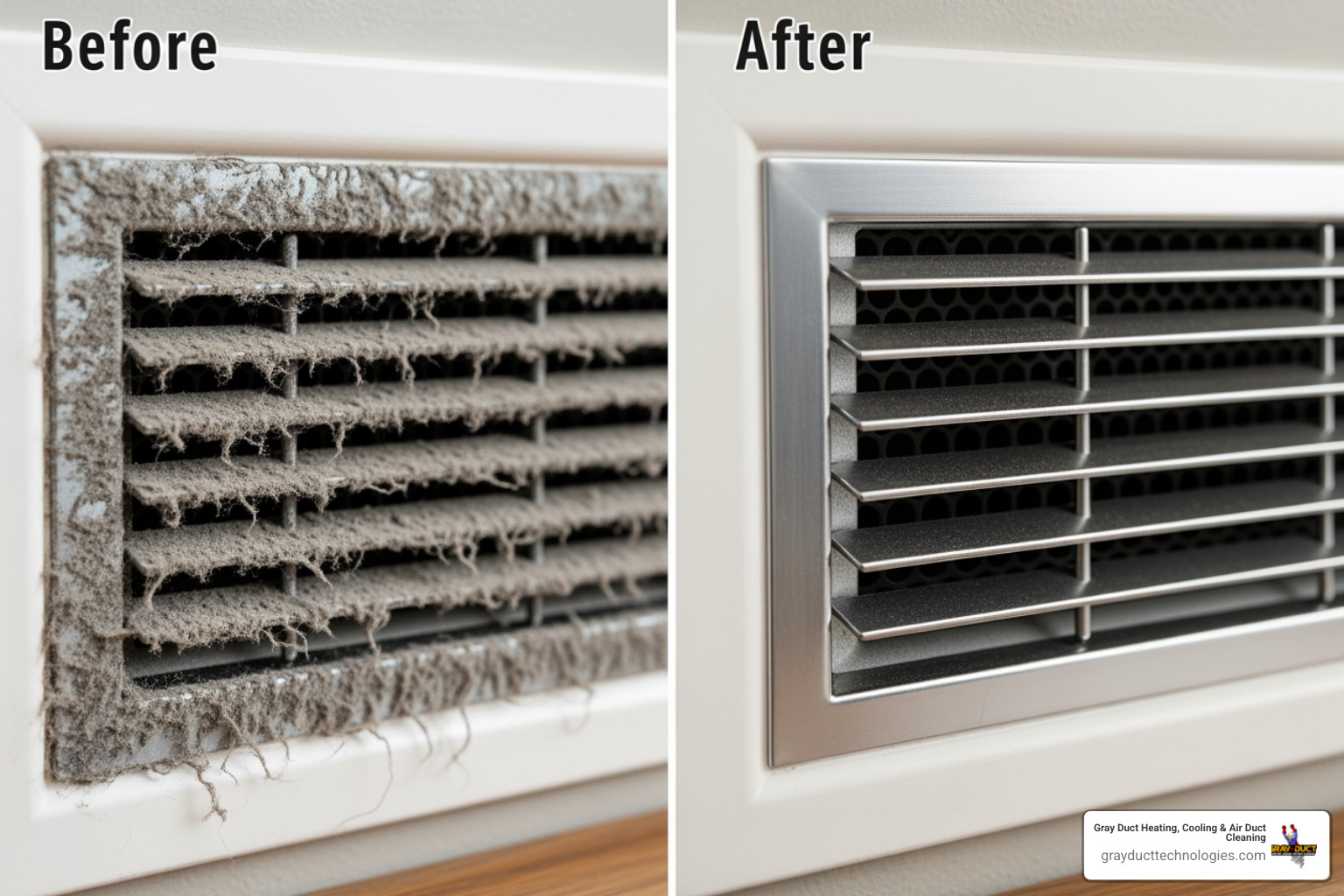 before and after home vent register cleaning comparison