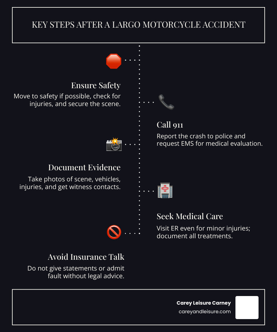 Key steps and legal rights after a Largo motorcycle accident infographic infographic