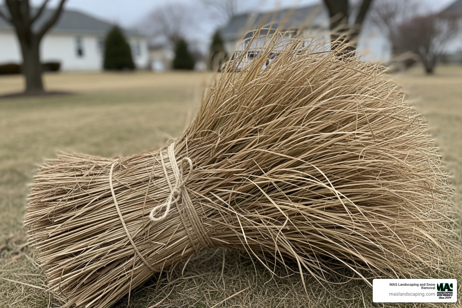 tied grass before pruning
