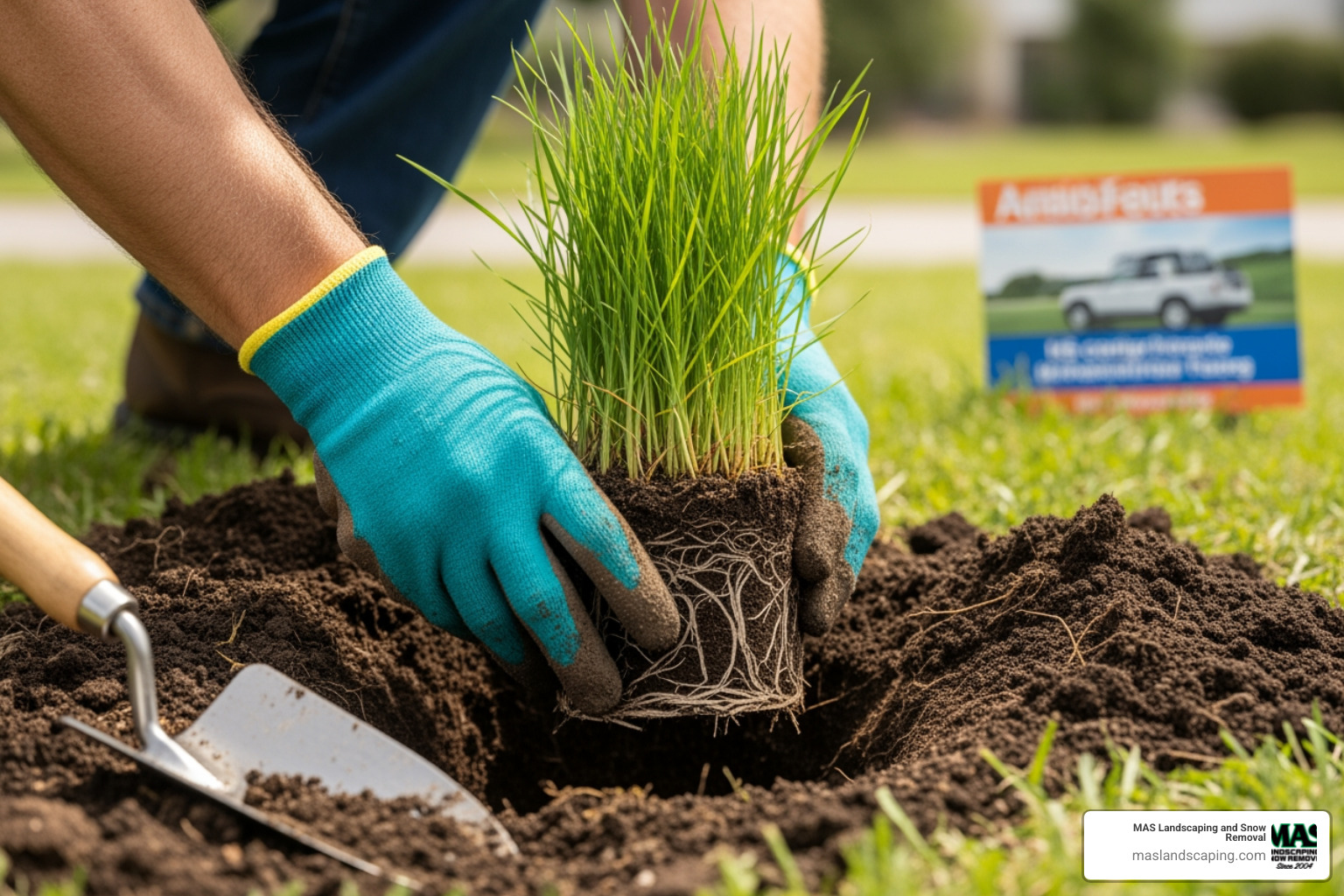 planting ornamental grass clump