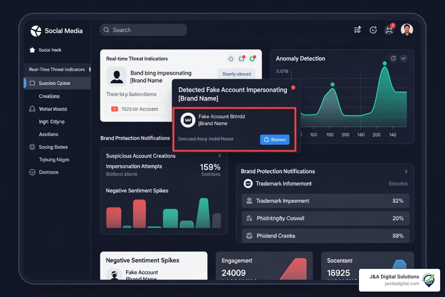fake account detection and brand security alert interface fake account detection and brand security alert interface