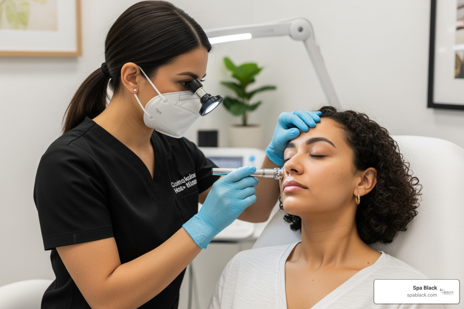 provider examining skin for laser consultation