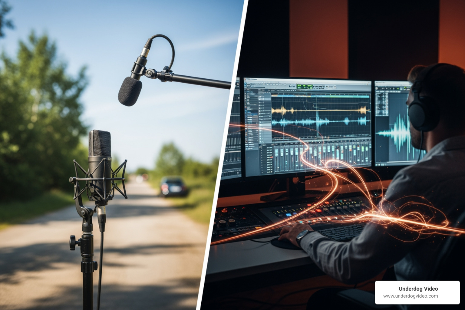 comparing raw field recordings to designed cinematic assets