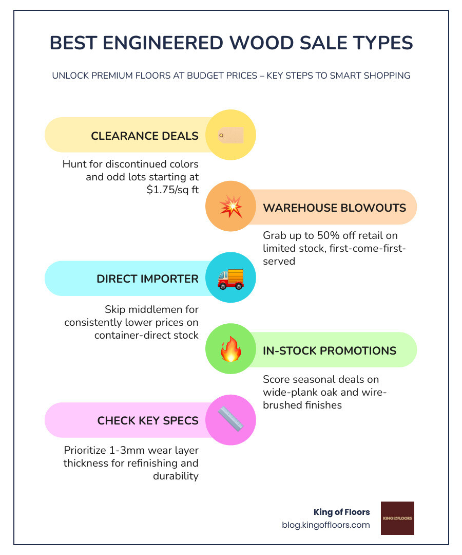 Infographic showing best engineered wood sale types, price ranges, and key specs to check before buying infographic Infographic showing best engineered wood sale types, price ranges, and key specs to check before buying infographic