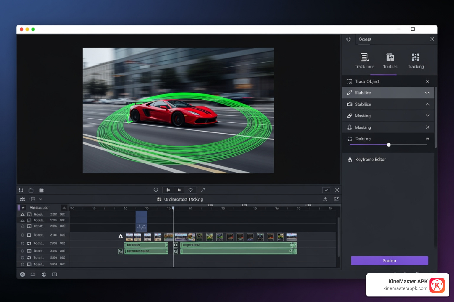 AI-driven motion tracking tools showing a path following a moving object in a video