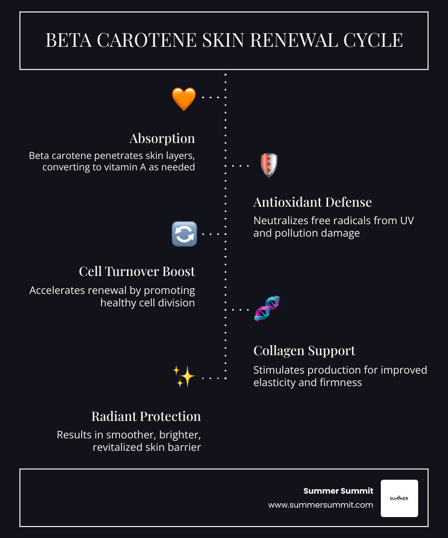 Infographic showing how beta carotene revitalizing serum supports skin renewal cycle and antioxidant protection - beta