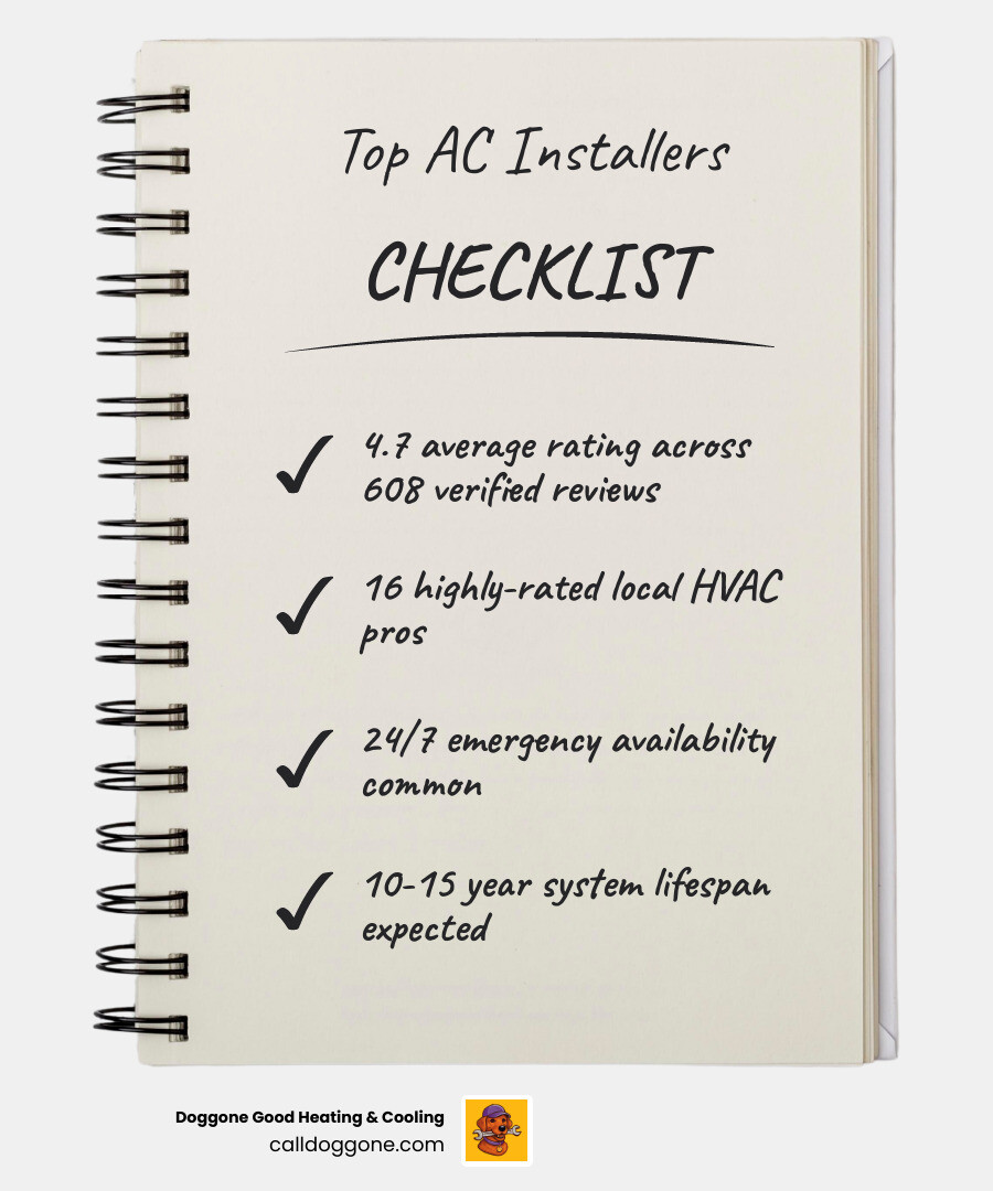 Infographic showing top-rated Baton Rouge AC installers with ratings, key services, and coverage areas infographic