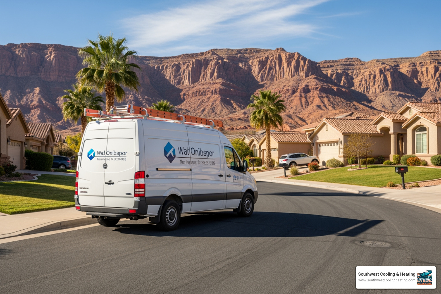 service vehicle in a St. George residential neighborhood during a sunny day service vehicle in a St. George residential neighborhood during a sunny day
