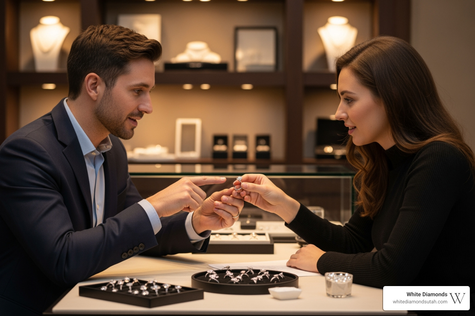 Personalized engagement ring consultation in a comfortable studio setting