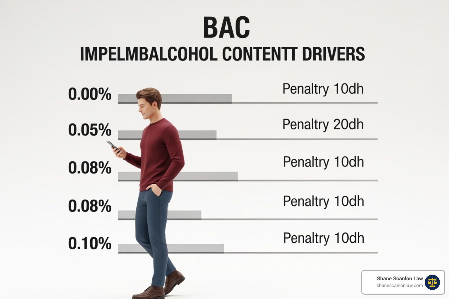 BAC chart showing impairment levels and legal limits BAC chart showing impairment levels and legal limits