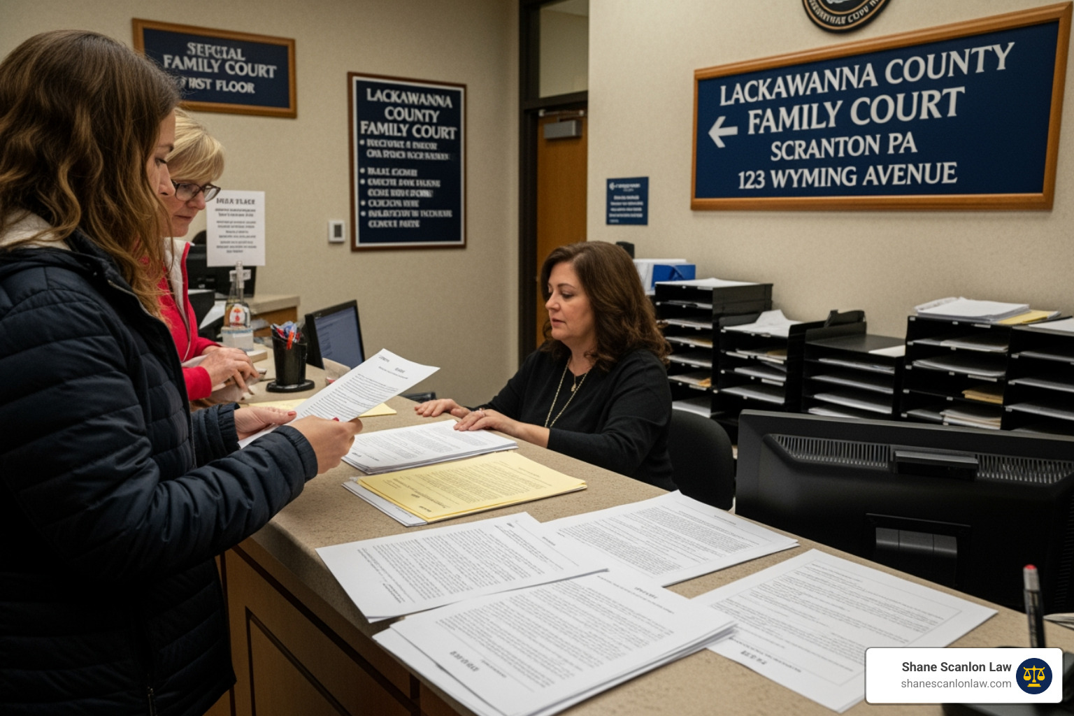 Lackawanna County Family Court intake counter where PFA packets are filed Lackawanna County Family Court intake counter where PFA packets are filed