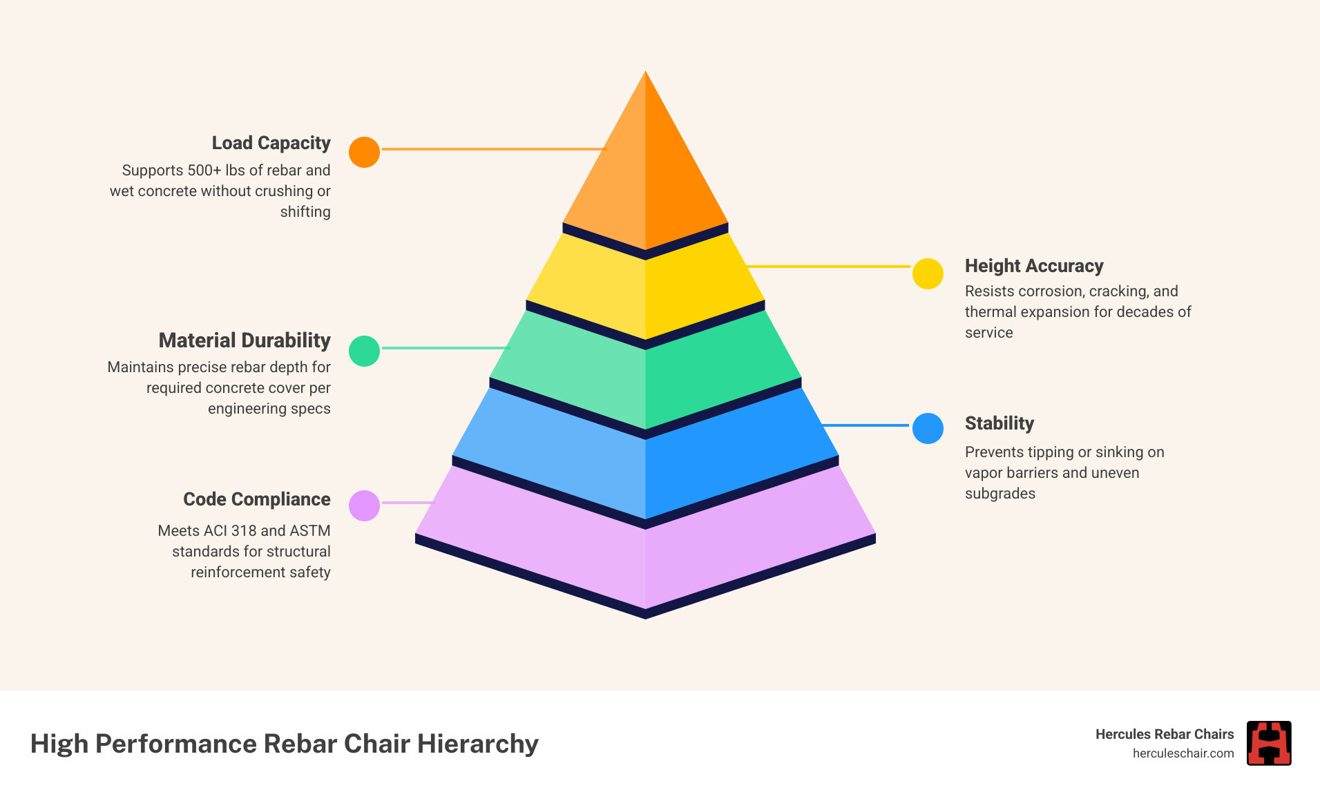 Infographic showing rebar chair function, concrete cover requirements, and consequences of rebar sag in slabs infographic