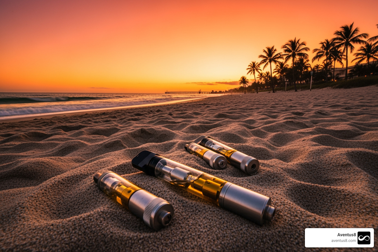 cheap disposable weed carts Hollywood FL beach sunset