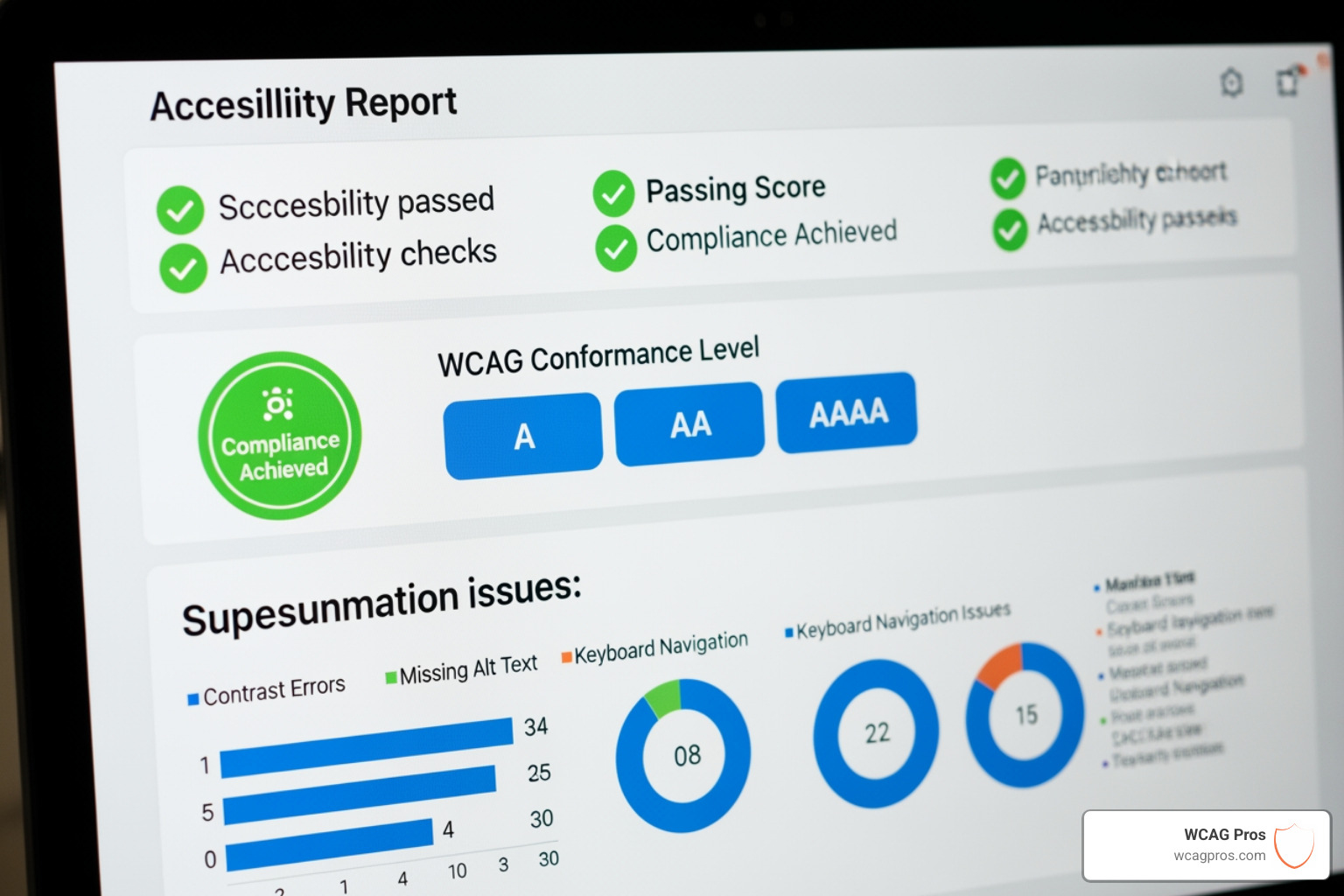 A detailed accessibility compliance report showing a passing score A detailed accessibility compliance report showing a passing score