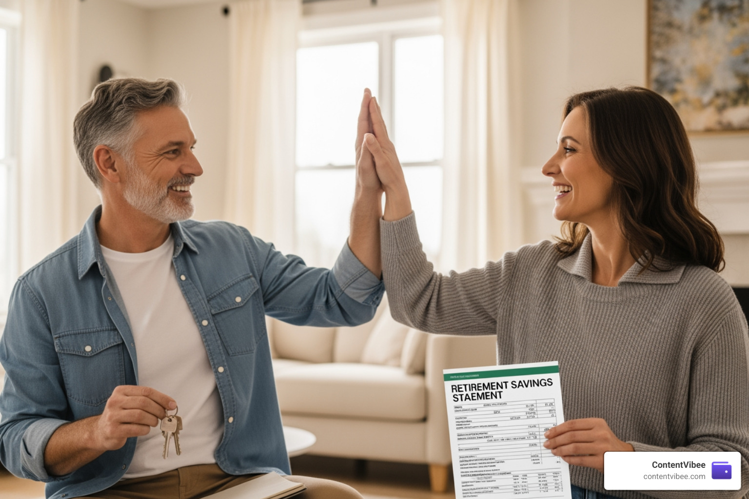 Person successfully reaching a financial milestone like retirement or home ownership