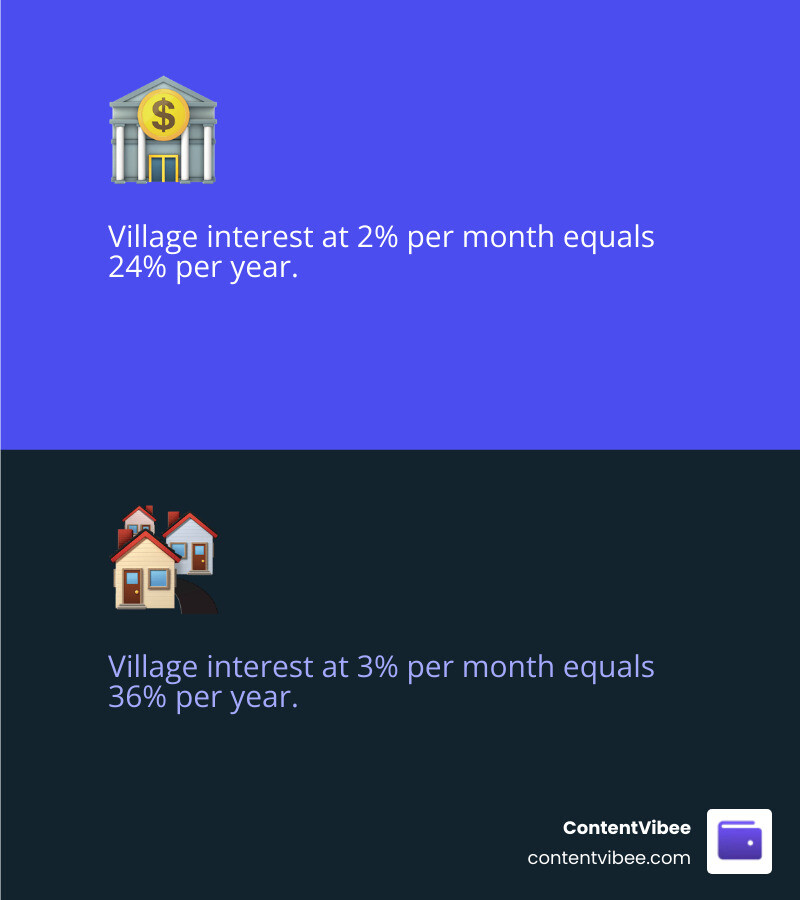 Village monthly rates vs bank annual rates comparison chart infographic Village monthly rates vs bank annual rates comparison chart infographic