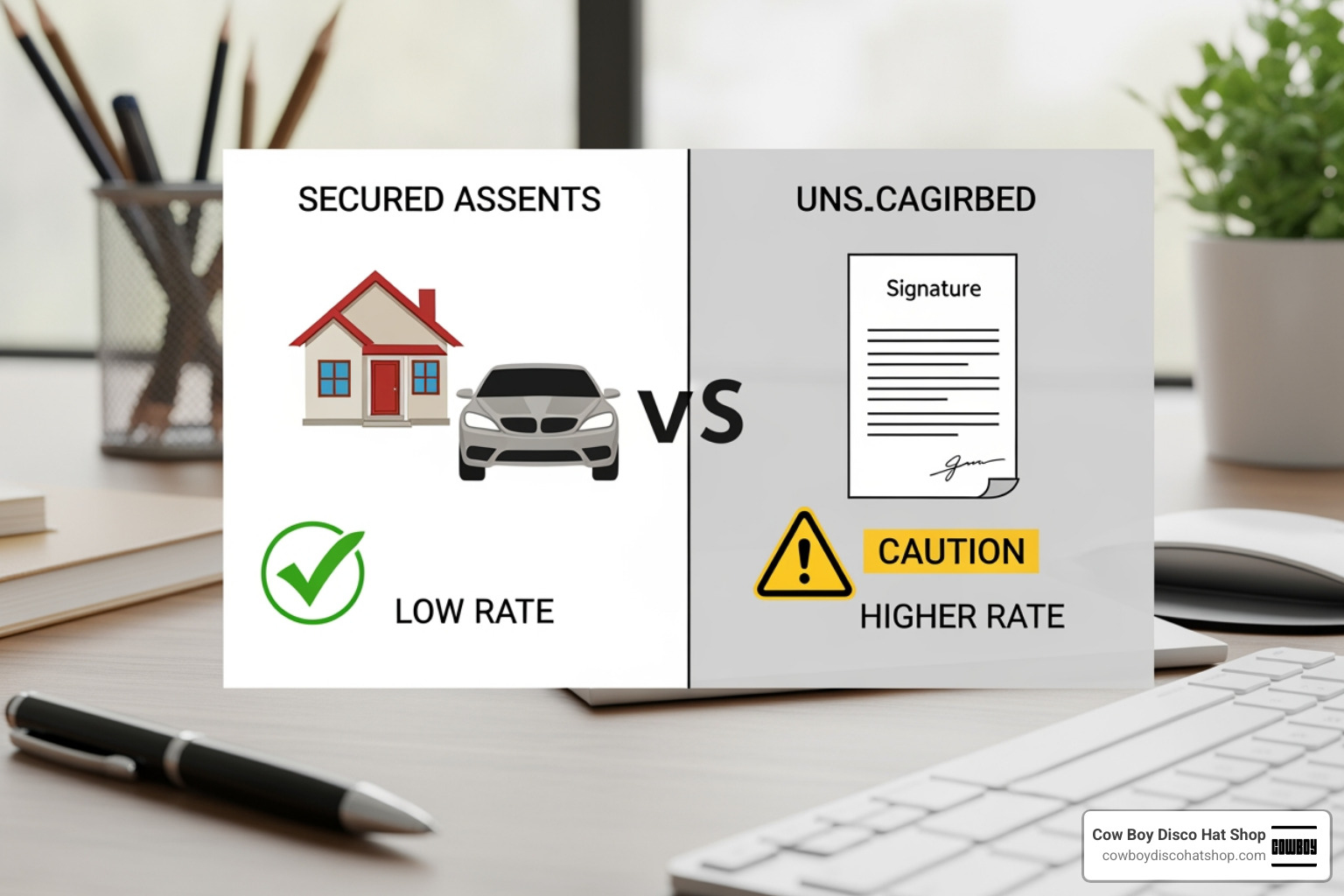 Comparison chart showing secured vs unsecured assets