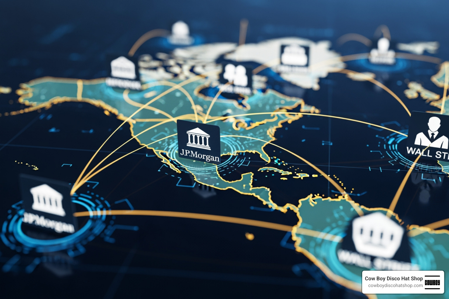 Global network of digital connections between banks and investors