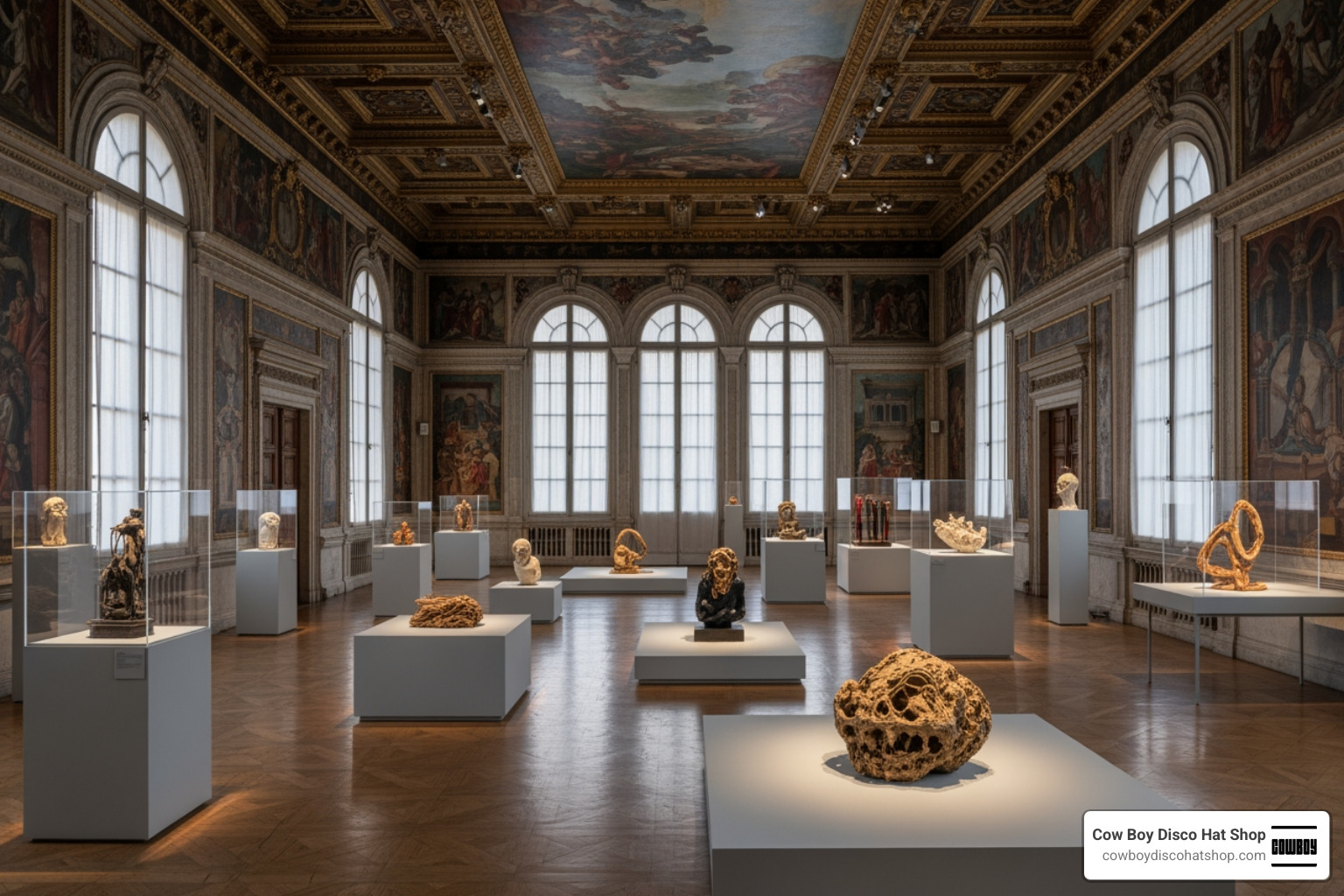 The inaugural exhibition 'The Only True Protest Is Beauty' featuring over 200 works in a Venetian palazzo