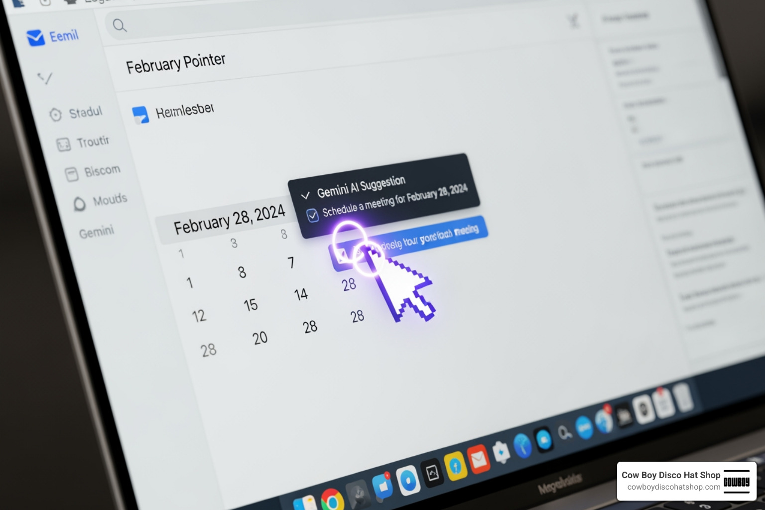 Magic Pointer wiggling over an email date to trigger a Gemini AI scheduling suggestion