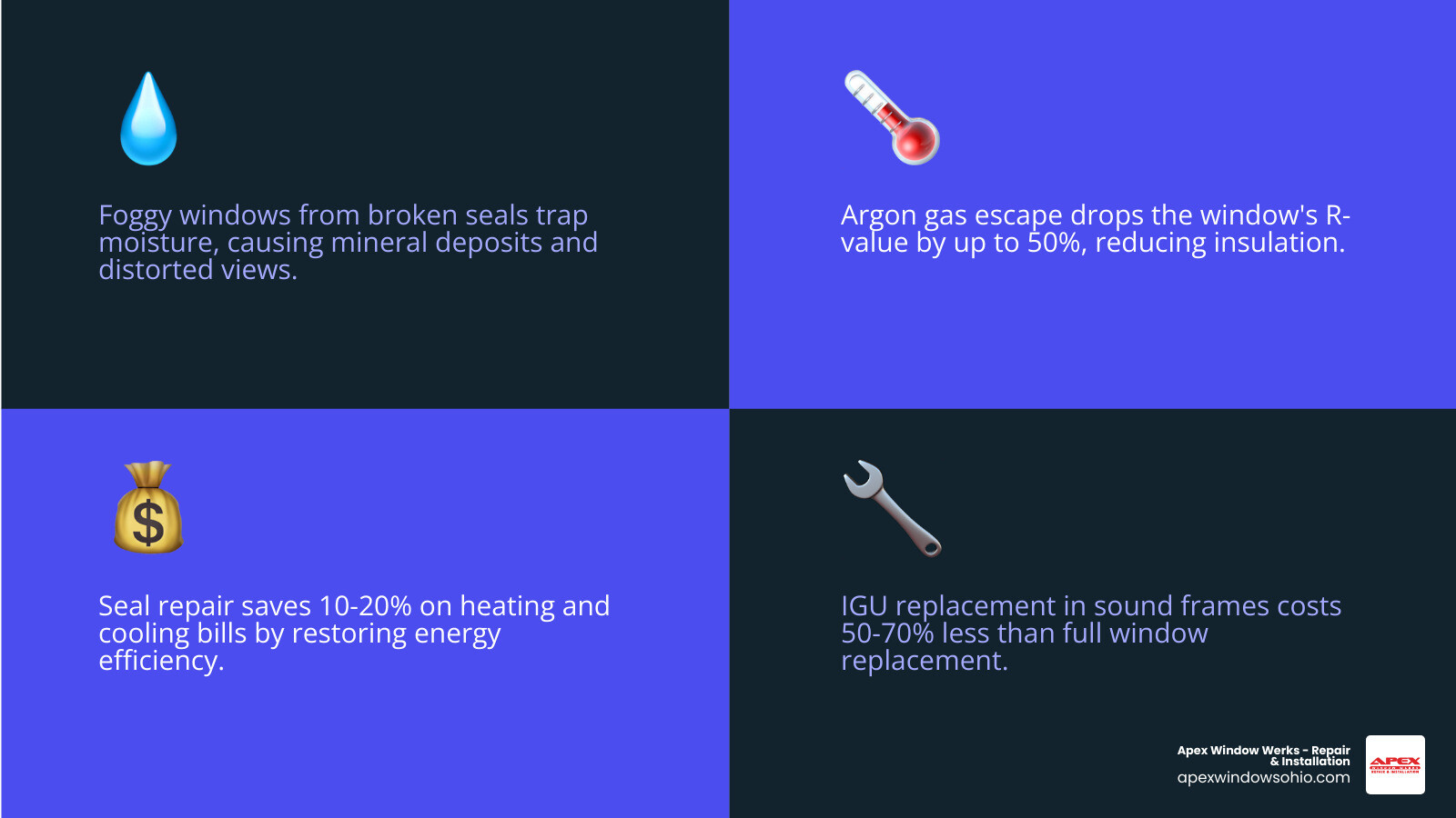 Infographic comparing window seal repair vs. full replacement benefits infographic