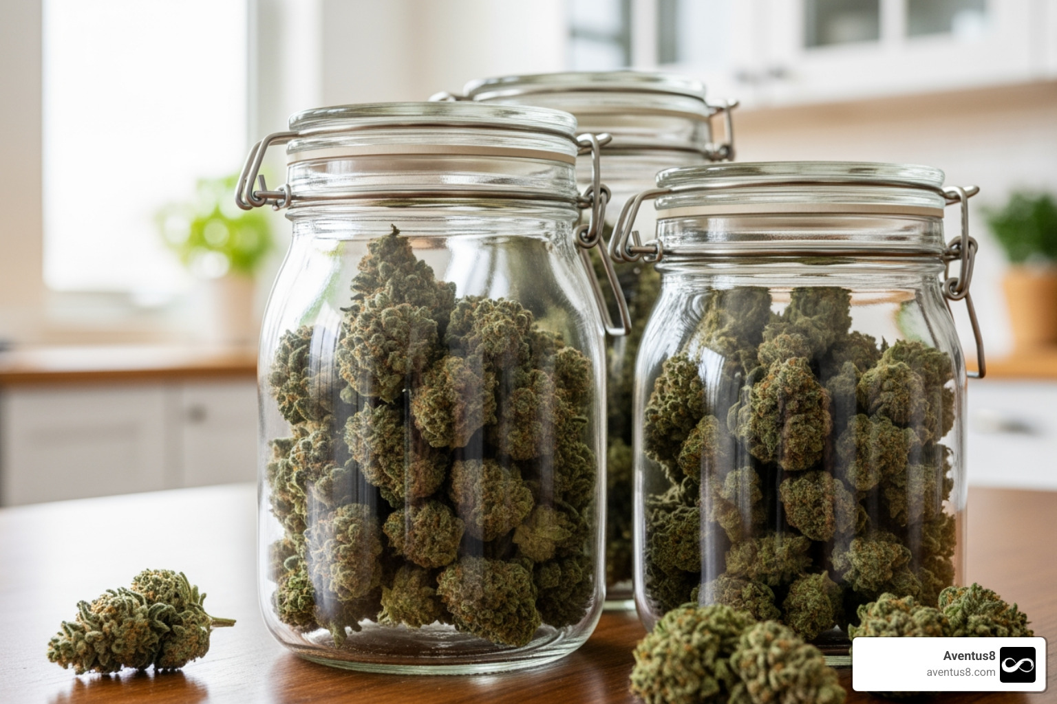 Airtight glass storage jars for THCA flower