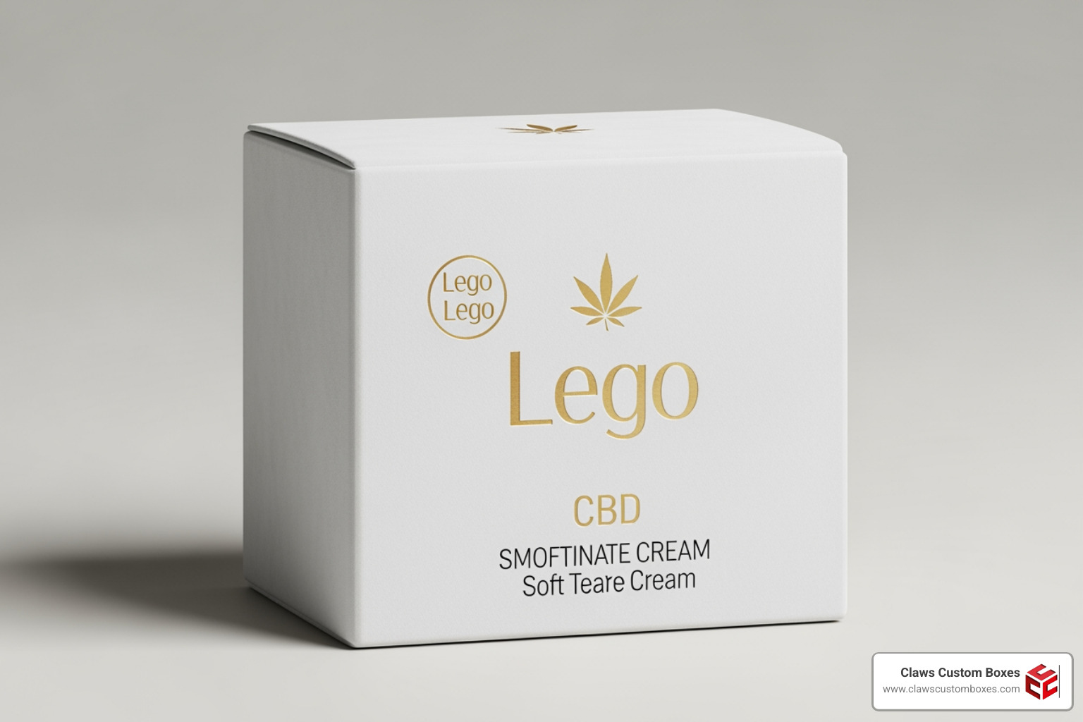 Minimalist CBD skincare packaging with soft-touch finish and gold foil stamping